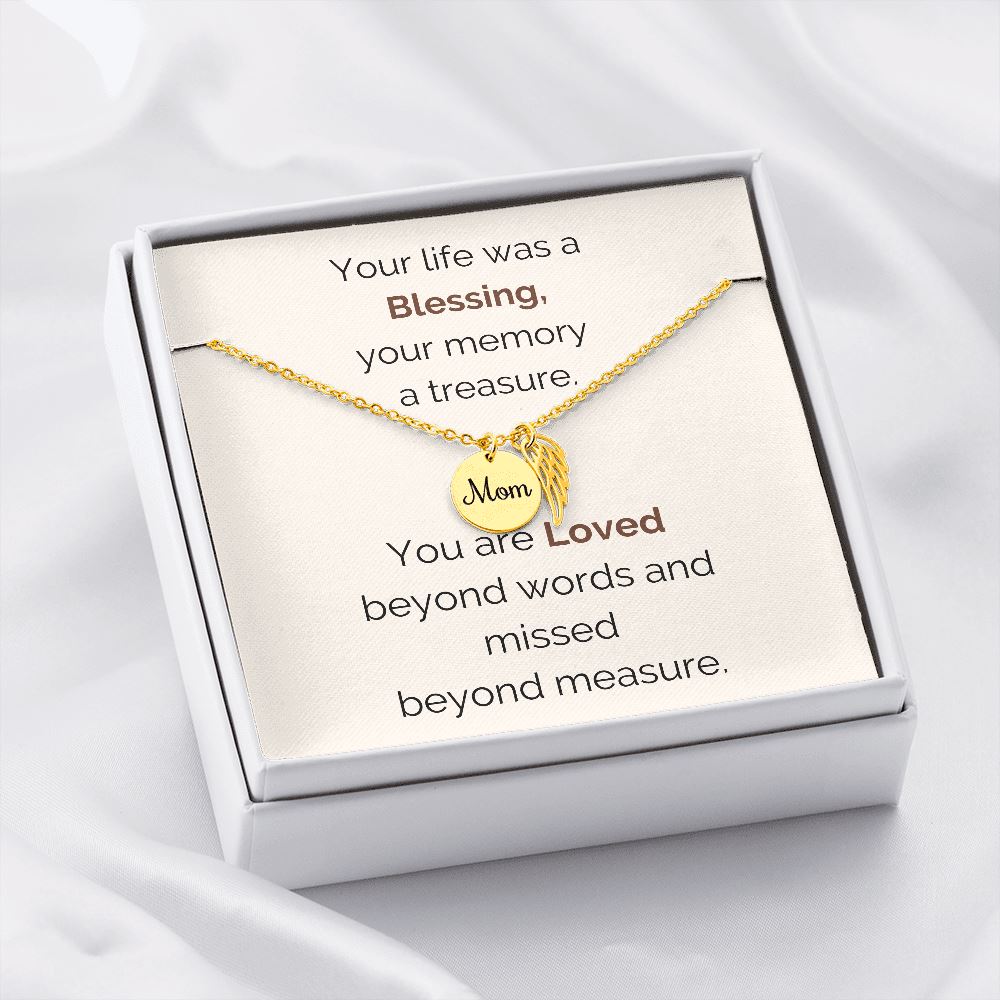 Angel Wing Necklace Mom remembrance Jewelry ShineOn Fulfillment 18k Yellow Gold Finish Standard Box 
