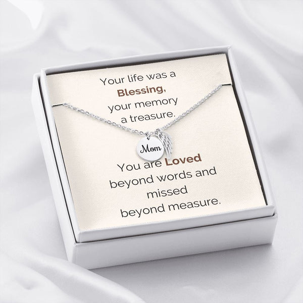 Angel Wing Necklace Mom remembrance Jewelry ShineOn Fulfillment Polished Stainless Steel Standard Box 