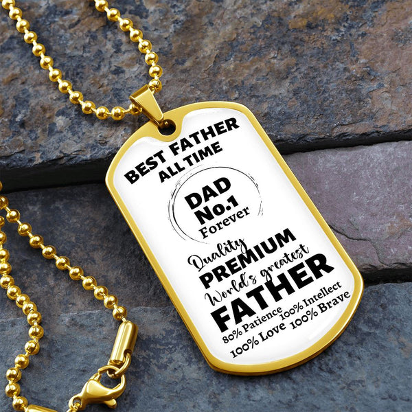 Best Father all Time - Dad No.1 - Military Chain Jewelry ShineOn Fulfillment Military Chain (Gold) No 