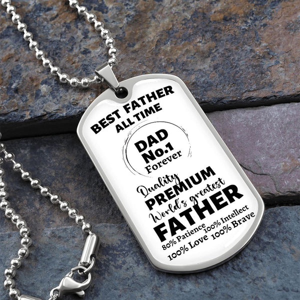 Best Father all Time - Dad No.1 - Military Chain Jewelry ShineOn Fulfillment Military Chain (Silver) No 