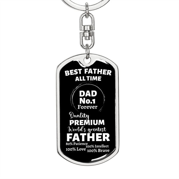 Best Father All Time - Graphic Dog Tag Keychain Jewelry ShineOn Fulfillment 