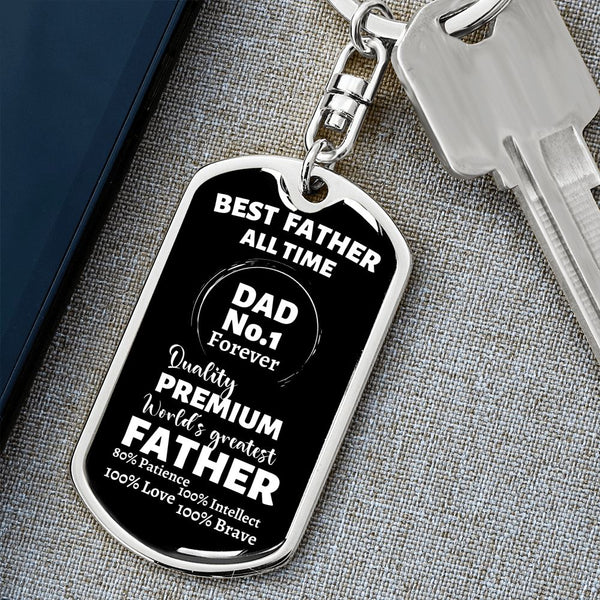 Best Father All Time - Graphic Dog Tag Keychain Jewelry ShineOn Fulfillment 