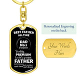 Best Father All Time - Graphic Dog Tag Keychain Jewelry ShineOn Fulfillment Dog Tag with Swivel Keychain (Gold) Yes 
