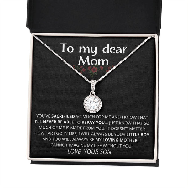black - To My Dear Mom | I Can't Imagine My Life Without You | From Son to Mother Necklace Jewelry ShineOn Fulfillment 