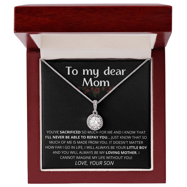 black - To My Dear Mom | I Can't Imagine My Life Without You | From Son to Mother Necklace Jewelry ShineOn Fulfillment 