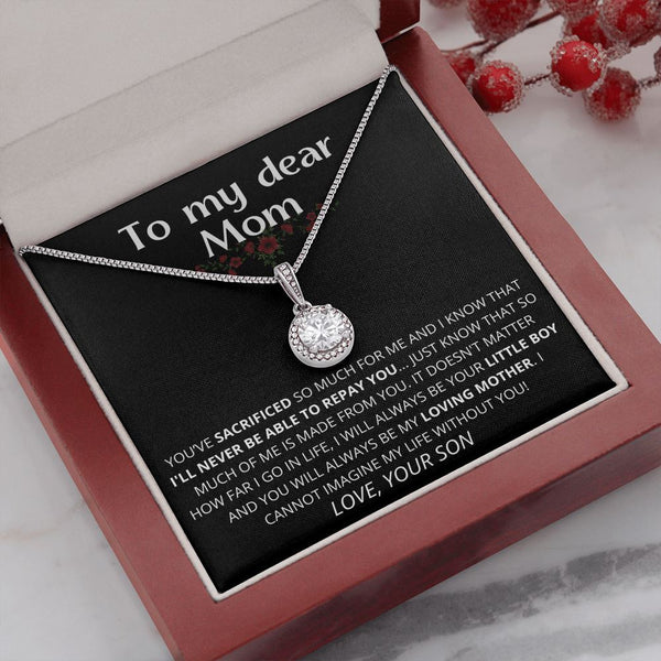 black - To My Dear Mom | I Can't Imagine My Life Without You | From Son to Mother Necklace Jewelry ShineOn Fulfillment Mahogany Style Luxury Box 