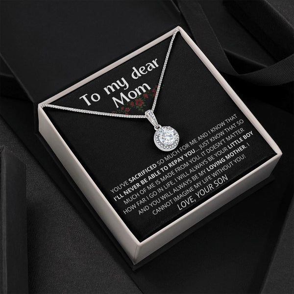 black - To My Dear Mom | I Can't Imagine My Life Without You | From Son to Mother Necklace Jewelry ShineOn Fulfillment Standard Box 