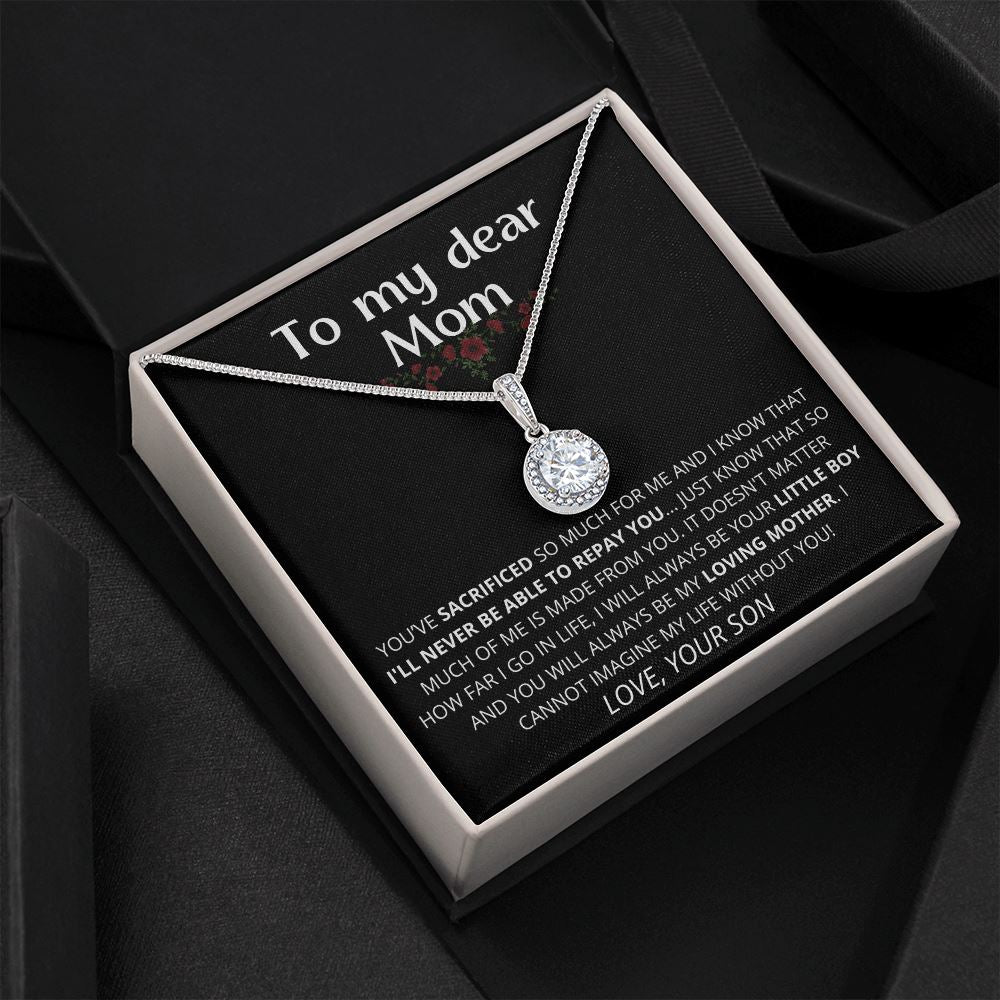 black - To My Dear Mom | I Can't Imagine My Life Without You | From Son to Mother Necklace Jewelry ShineOn Fulfillment Standard Box 