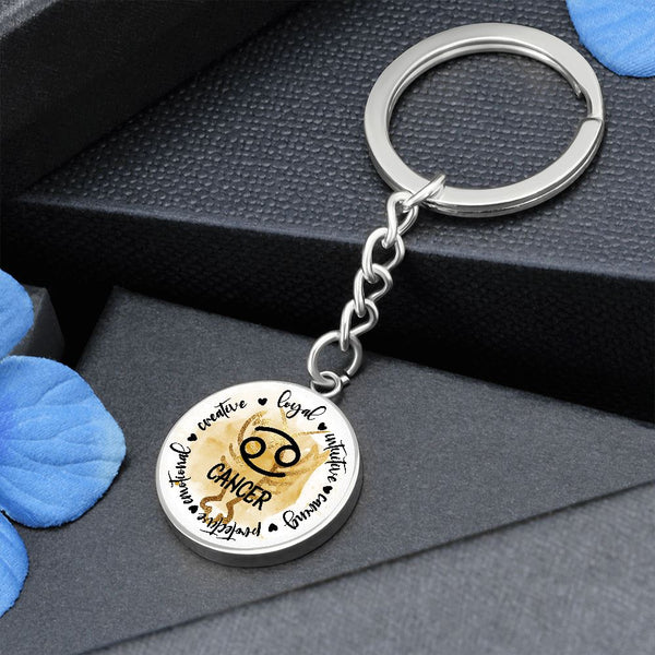 CANCER: Loyal, intuitive, caring, protective, emotional, creative. - Graphic Circle Keychain Jewelry ShineOn Fulfillment 