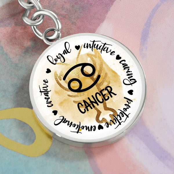 CANCER: Loyal, intuitive, caring, protective, emotional, creative. - Graphic Circle Keychain Jewelry ShineOn Fulfillment 