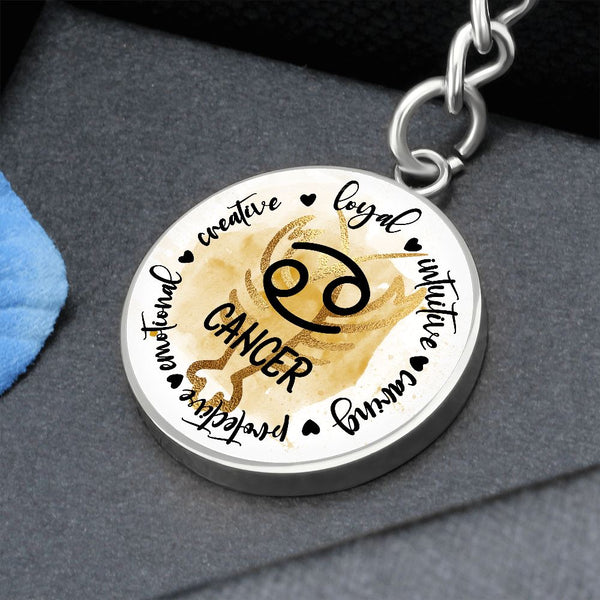 CANCER: Loyal, intuitive, caring, protective, emotional, creative. - Graphic Circle Keychain Jewelry ShineOn Fulfillment Luxury Keychain (.316 Surgical Steel) No 