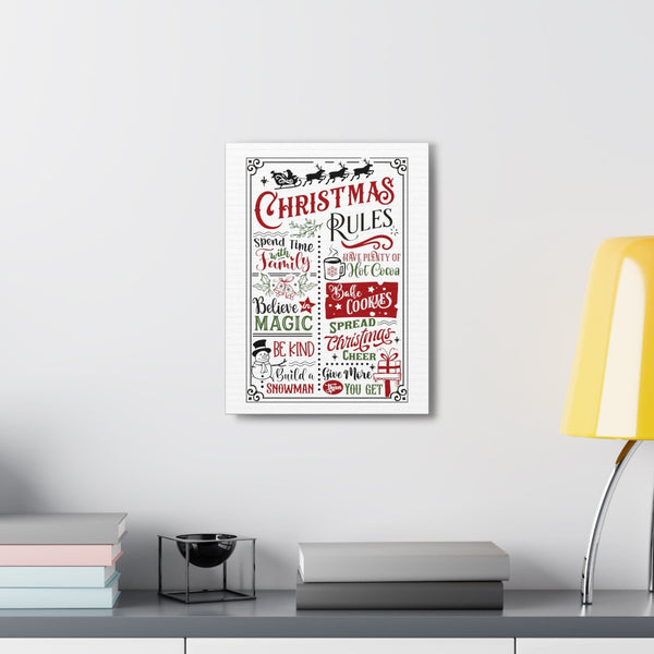 Christmas Rules" Artwork: Exclusive Festive Decor Canvas Printify 
