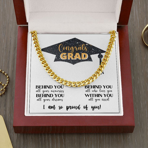 Congrats GRAD - Cuban Link Chain Necklace Jewelry ShineOn Fulfillment Cuban Link Chain (14K Gold Over Stainless Steel) 