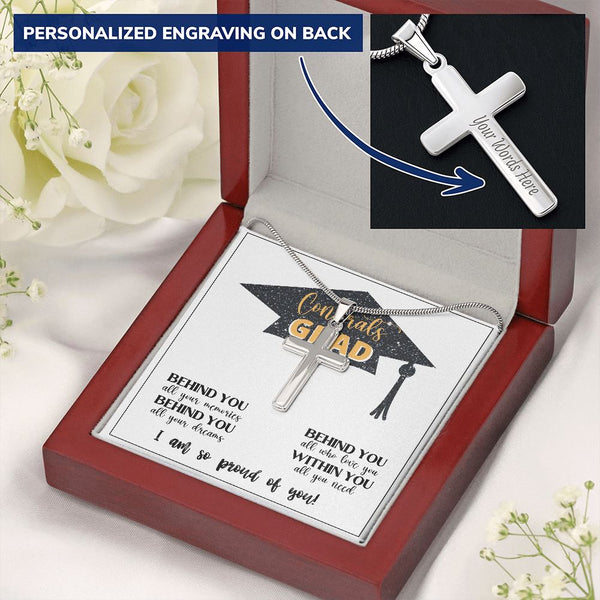 Congrats GRAD - I am so proud of you - Personalized Cross Necklace Jewelry ShineOn Fulfillment 