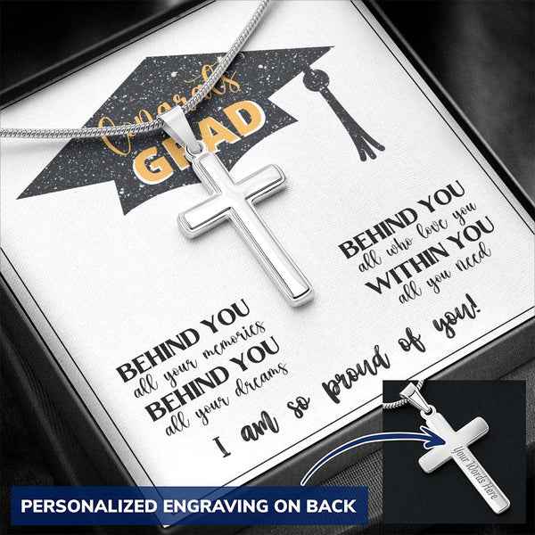 Congrats GRAD - I am so proud of you - Personalized Cross Necklace Jewelry ShineOn Fulfillment 