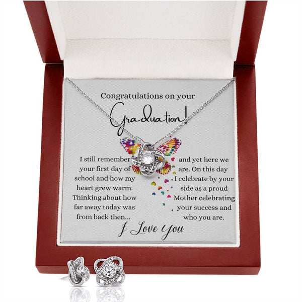 Congratulations on your Graduation - Love Knot Earring & Necklace Set! Jewelry ShineOn Fulfillment 