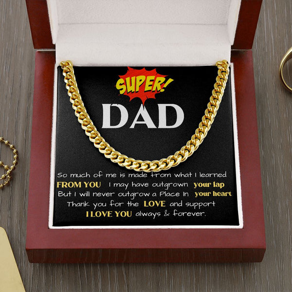 Cuban Link Chain Necklace for DAD - A perfect Gift! Jewelry ShineOn Fulfillment Cuban Link Chain (14K Gold Over Stainless Steel) 