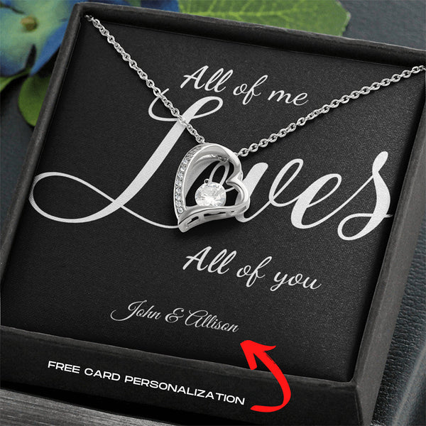 (Exclusive Offer) All Of Me Loves All Of You - Personalized Forever Love Necklace - Jewelry ShineOn Fulfillment 14k White Gold Finish Standard Box 