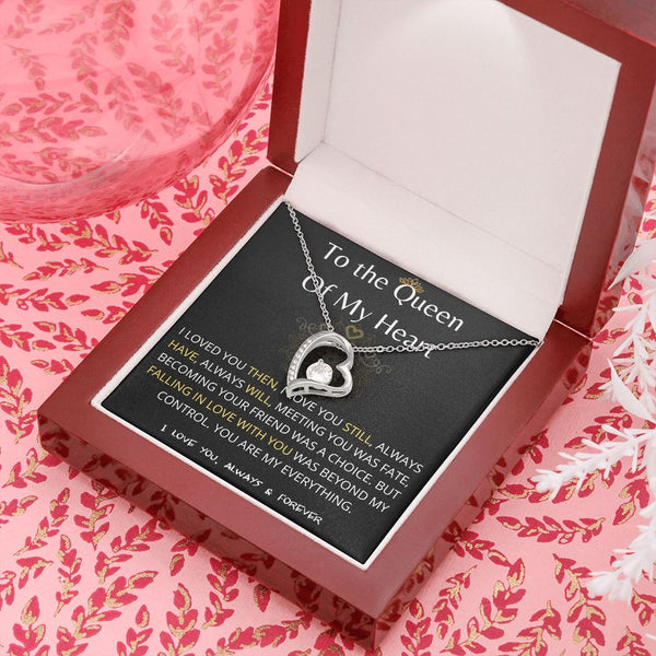 (Exclusive Offer) To The Queen Of My Heart - Forever Love Necklace -Black Jewelry ShineOn Fulfillment 14k White Gold Finish Luxury Box 