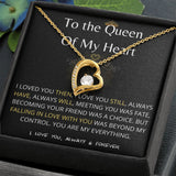 (Exclusive Offer) To The Queen Of My Heart - Forever Love Necklace -Black Jewelry ShineOn Fulfillment 18k Yellow Gold Finish Standard Box 