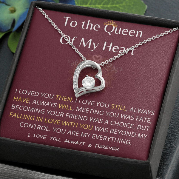 (Exclusive Offer) To The Queen Of My Heart - Forever Love Necklace - Burgundy Jewelry ShineOn Fulfillment 14k White Gold Finish Standard Box 