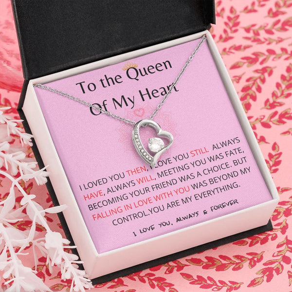 (Exclusive Offer) To The Queen Of My Heart - Forever Love Necklace - Pink Jewelry ShineOn Fulfillment 14k White Gold Finish Standard Box 