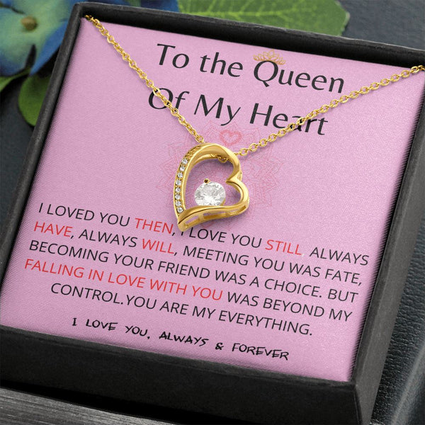 (Exclusive Offer) To The Queen Of My Heart - Forever Love Necklace - Pink Jewelry ShineOn Fulfillment 18k Yellow Gold Finish Standard Box 