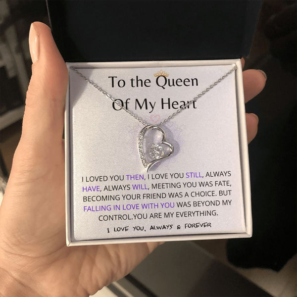 (Exclusive Offer) To The Queen Of My Heart - Forever Love Necklace - White Jewelry ShineOn Fulfillment 14k White Gold Finish Standard Box 