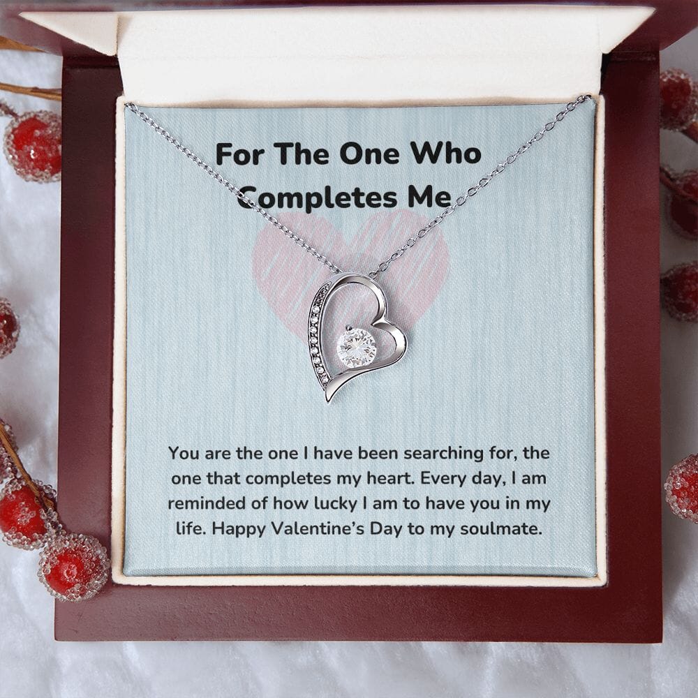 For The One Who Completes Me - Forever Love Necklace - Jewelry ShineOn Fulfillment 14k White Gold Finish Luxury Box/Mahogany Led light 