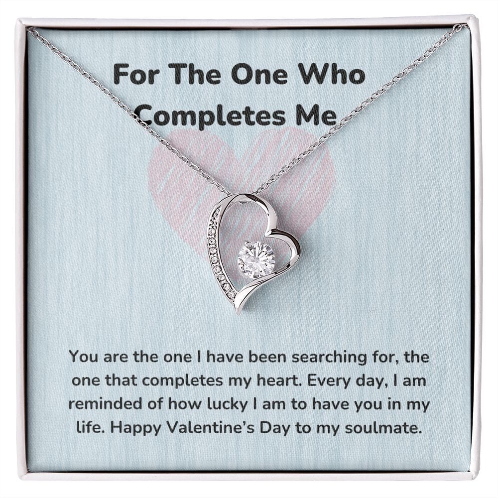 For The One Who Completes Me - Forever Love Necklace - Jewelry ShineOn Fulfillment 14k White Gold Finish Standard Box (FREE) 