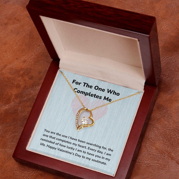 For The One Who Completes Me - Forever Love Necklace - Jewelry ShineOn Fulfillment 18k Yellow Gold Finish Luxury Box/Mahogany Led light 