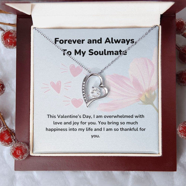 Forever and Always, To My Soulmate - Forever Love Necklace - Jewelry ShineOn Fulfillment 14k White Gold Finish Luxury Box/Mahogany Led light 
