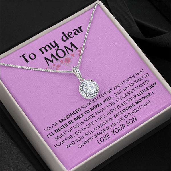 Fucsia - To My Dear Mom | I Can't Imagine My Life Without You | From Son to Mother Necklace Jewelry ShineOn Fulfillment 