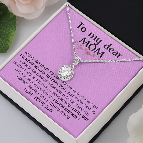 Fucsia - To My Dear Mom | I Can't Imagine My Life Without You | From Son to Mother Necklace Jewelry ShineOn Fulfillment 