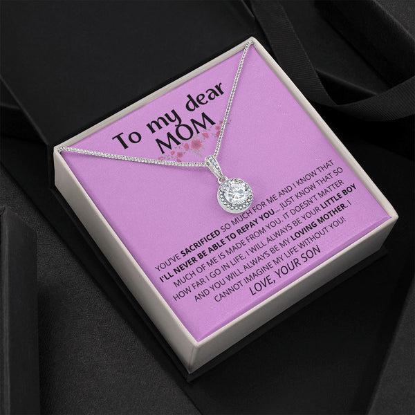 Fucsia - To My Dear Mom | I Can't Imagine My Life Without You | From Son to Mother Necklace Jewelry ShineOn Fulfillment Standard Box 