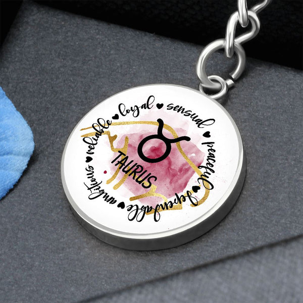 Give the perfect gift for any Taurus in your life today! - Graphic Circle Keychain - Jewelry ShineOn Fulfillment Luxury Keychain (.316 Surgical Steel) No 