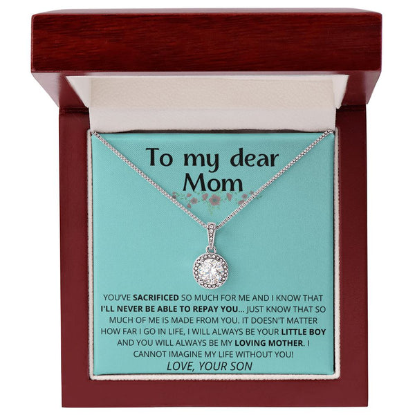 green - To My Dear Mom | I Can't Imagine My Life Without You | From Son to Mother Necklace Jewelry ShineOn Fulfillment 