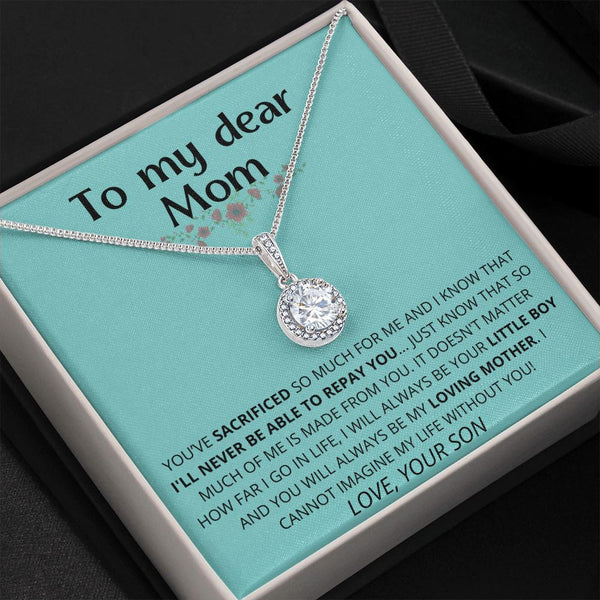 green - To My Dear Mom | I Can't Imagine My Life Without You | From Son to Mother Necklace Jewelry ShineOn Fulfillment 