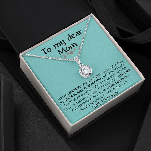green - To My Dear Mom | I Can't Imagine My Life Without You | From Son to Mother Necklace Jewelry ShineOn Fulfillment Standard Box 