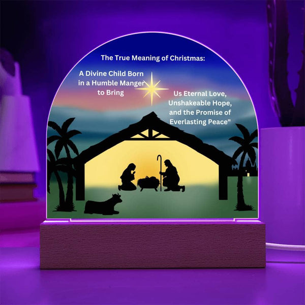 Illuminate the Essence of the Season: Acrylic Nativity Scene with Inspiring Message and Multi-Color LED Lights Acrylic/Square ShineOn Fulfillment 