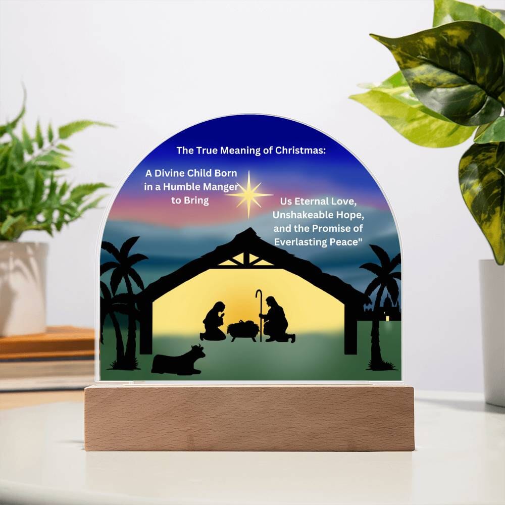 Illuminate the Essence of the Season: Acrylic Nativity Scene with Inspiring Message and Multi-Color LED Lights Acrylic/Square ShineOn Fulfillment 