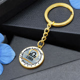 LIBRA: Artistic, just, sociable, refined, kind, diplomatic, likable - Graphic Circle Keychain Jewelry ShineOn Fulfillment Luxury Keychain (18K Yellow Gold Finish) Yes 