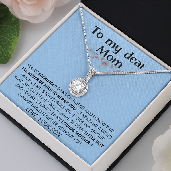 light blue- To My Dear Mom | I Can't Imagine My Life Without You | From Son to Mother Necklace Jewelry ShineOn Fulfillment 