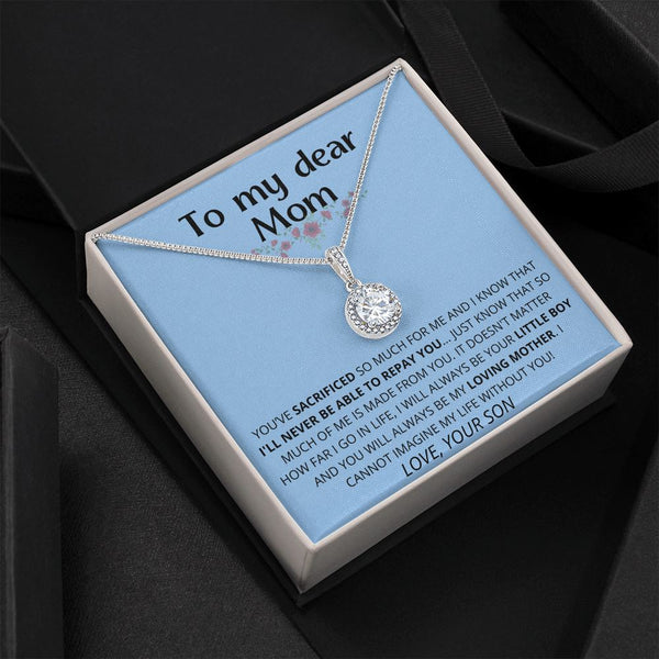 light blue- To My Dear Mom | I Can't Imagine My Life Without You | From Son to Mother Necklace Jewelry ShineOn Fulfillment Standard Box 