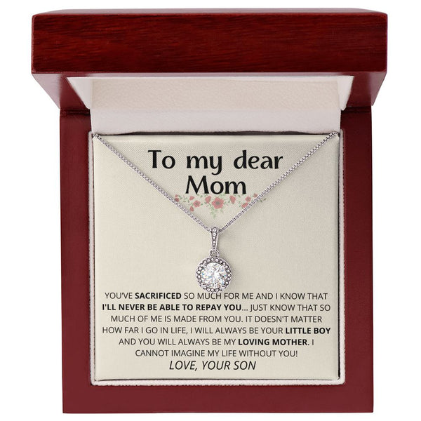 Light Cream -To My Dear Mom | I Can't Imagine My Life Without You | From Son to Mother Necklace Jewelry ShineOn Fulfillment 