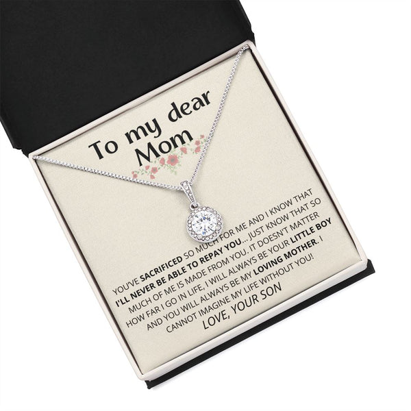Light Cream -To My Dear Mom | I Can't Imagine My Life Without You | From Son to Mother Necklace Jewelry ShineOn Fulfillment 