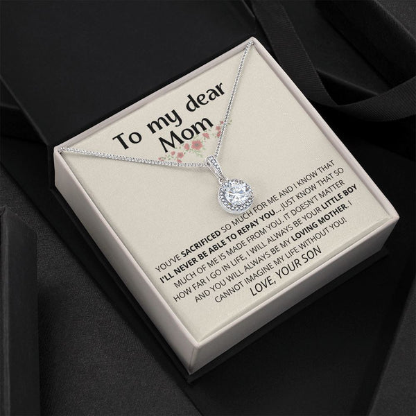 Light Cream -To My Dear Mom | I Can't Imagine My Life Without You | From Son to Mother Necklace Jewelry ShineOn Fulfillment Standard Box 
