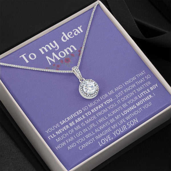 light purple - To My Dear Mom | I Can't Imagine My Life Without You | From Son to Mother Necklace Jewelry ShineOn Fulfillment 