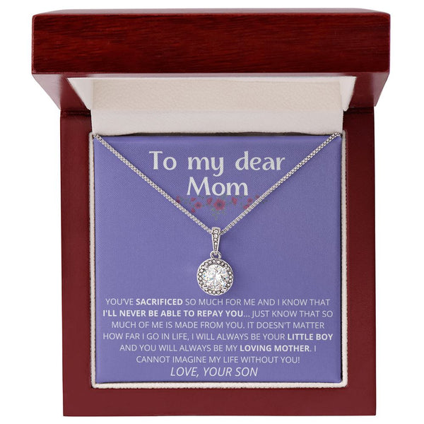 light purple - To My Dear Mom | I Can't Imagine My Life Without You | From Son to Mother Necklace Jewelry ShineOn Fulfillment 