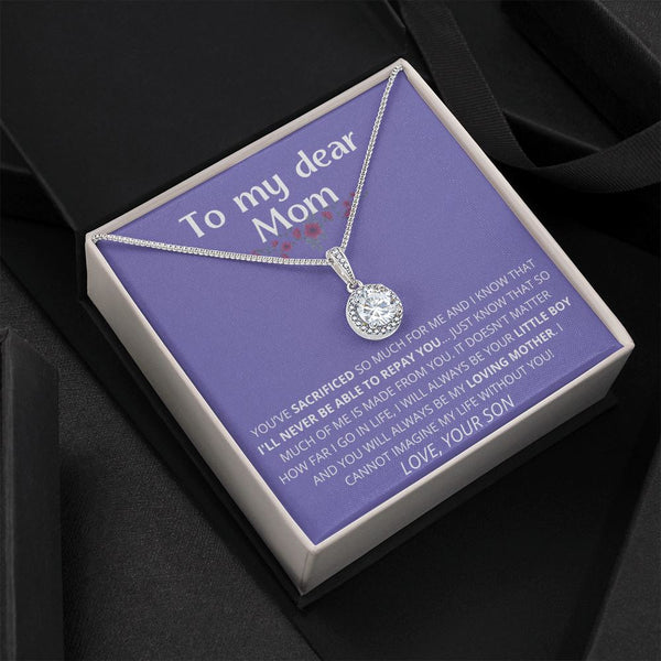 light purple - To My Dear Mom | I Can't Imagine My Life Without You | From Son to Mother Necklace Jewelry ShineOn Fulfillment Standard Box 